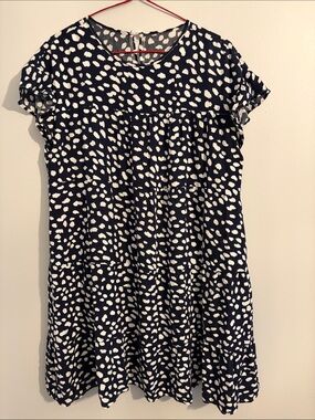 Women's Navy and White Dot-Print Mini Dress
